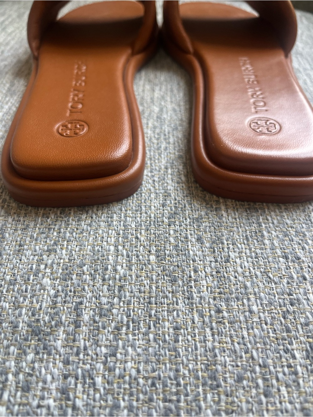 Tory Burch Chestnut Brown Leather Logo Slide Sandals - Picture 6 of 8